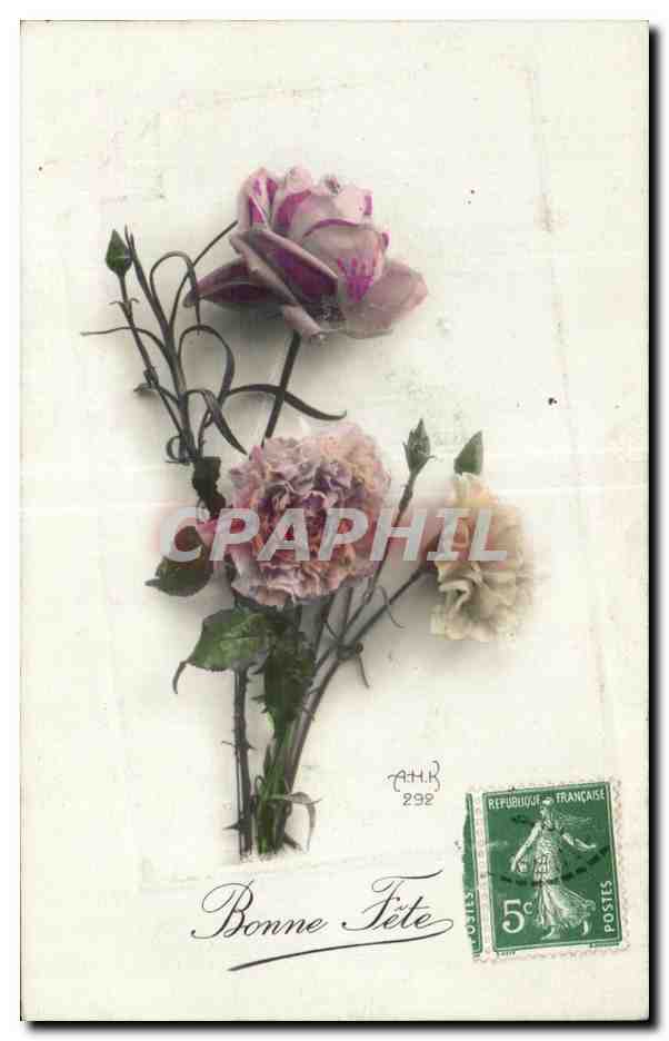 CPA Fantaisie Fleurs Bonne fete Roses
