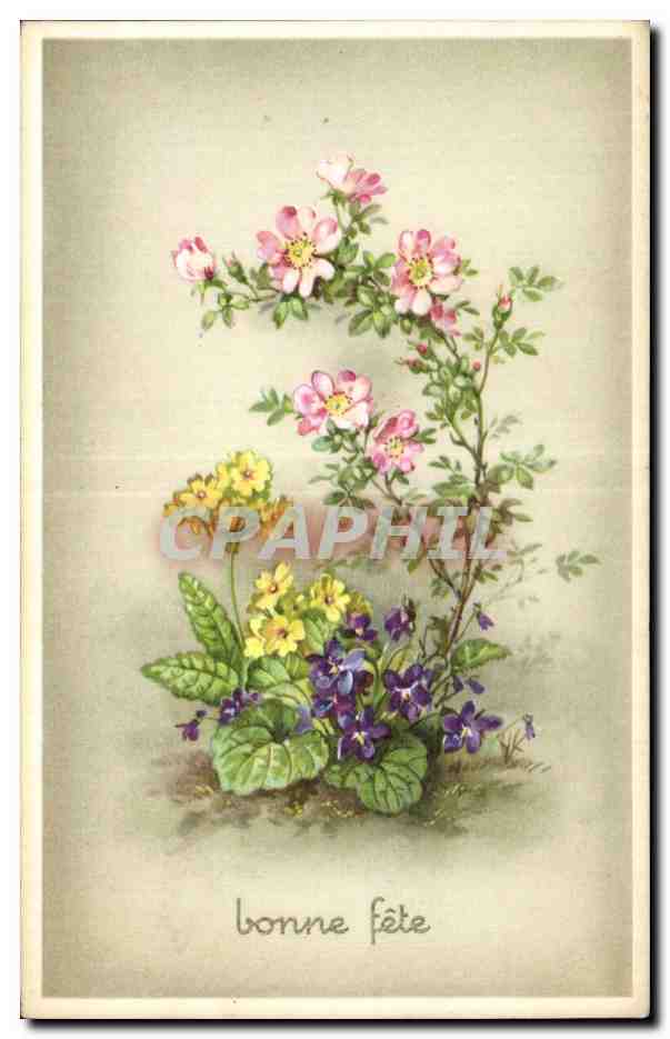 CPA Fantaisie Fleurs bonne fete