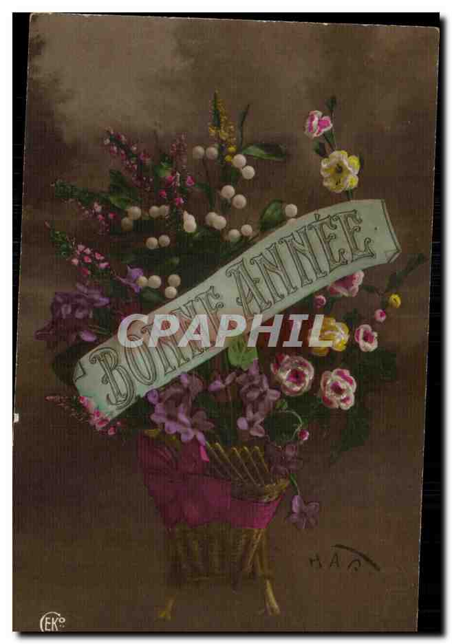 CPA Fantaisie Fleurs Bonne Annee