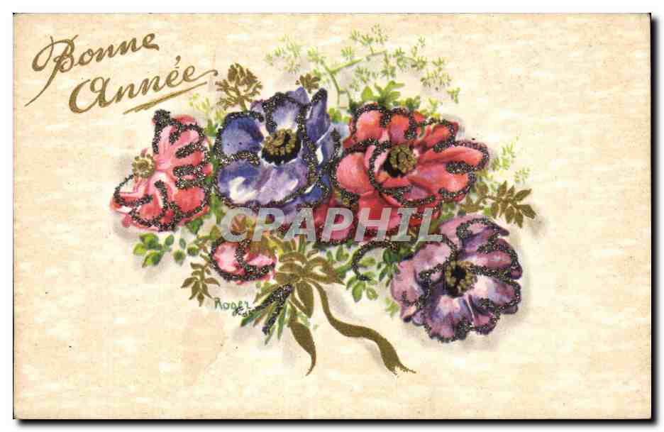 CPA Fantaisie Fleurs Bonne annee