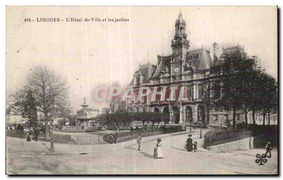 CPA Limoges L Hotel de ville et les jardins