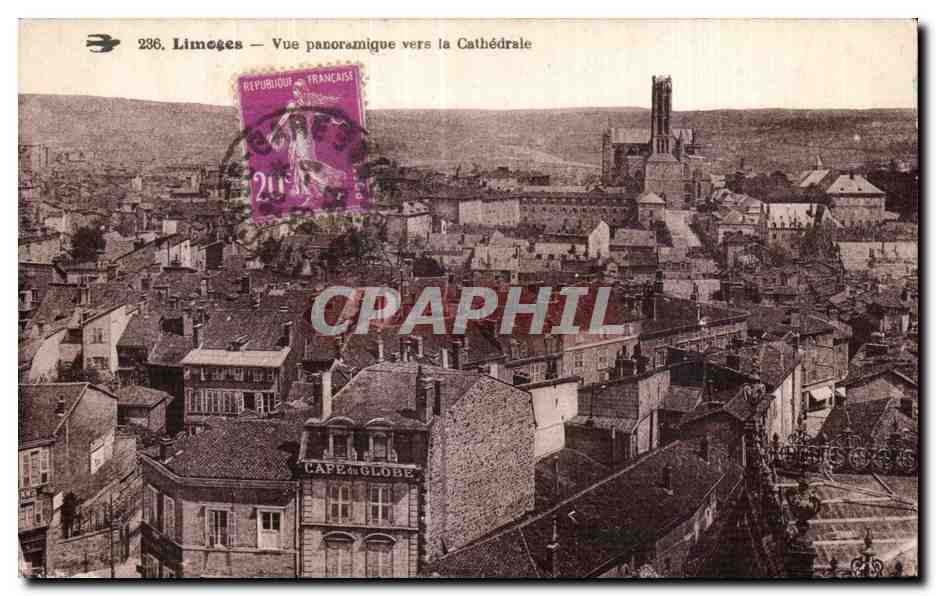 CPA Limoges vue panoramique vers la cathedrale 