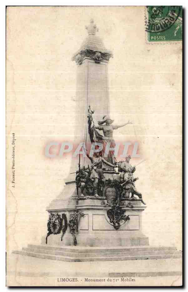 CPA Limoges Monument du 71 mobiles Militaria