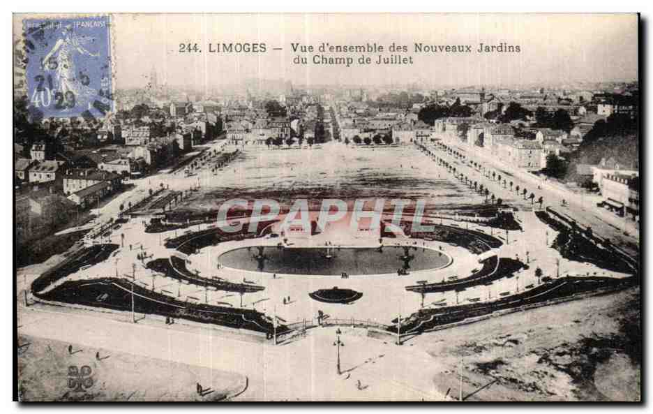 CPA Limoges Vue d ensemble des nouveaux jardins du champ de juillet