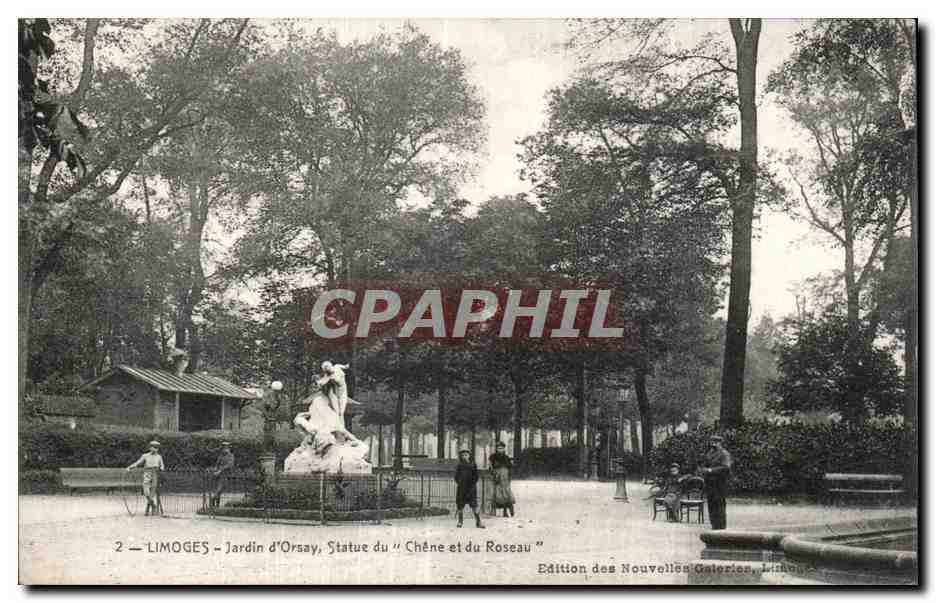 CPA Limoges jardin d Orsay statue du chene et du roseau