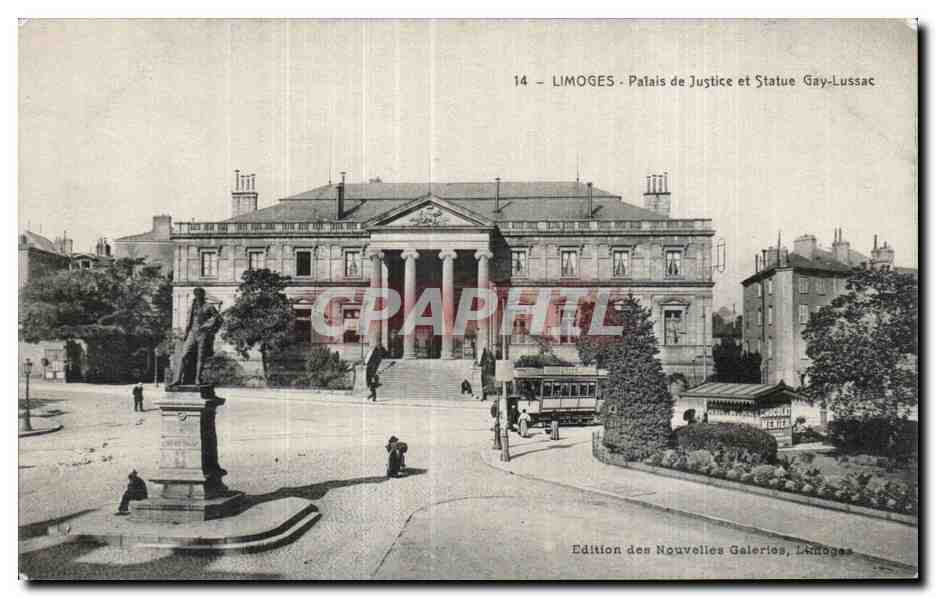 CPA Limoges palais de justice et statue gay lussac