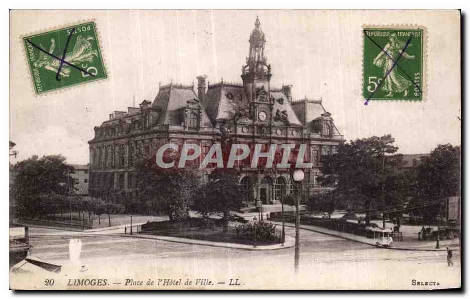 CPA Limoges Place de I Hotel de ville -LL
