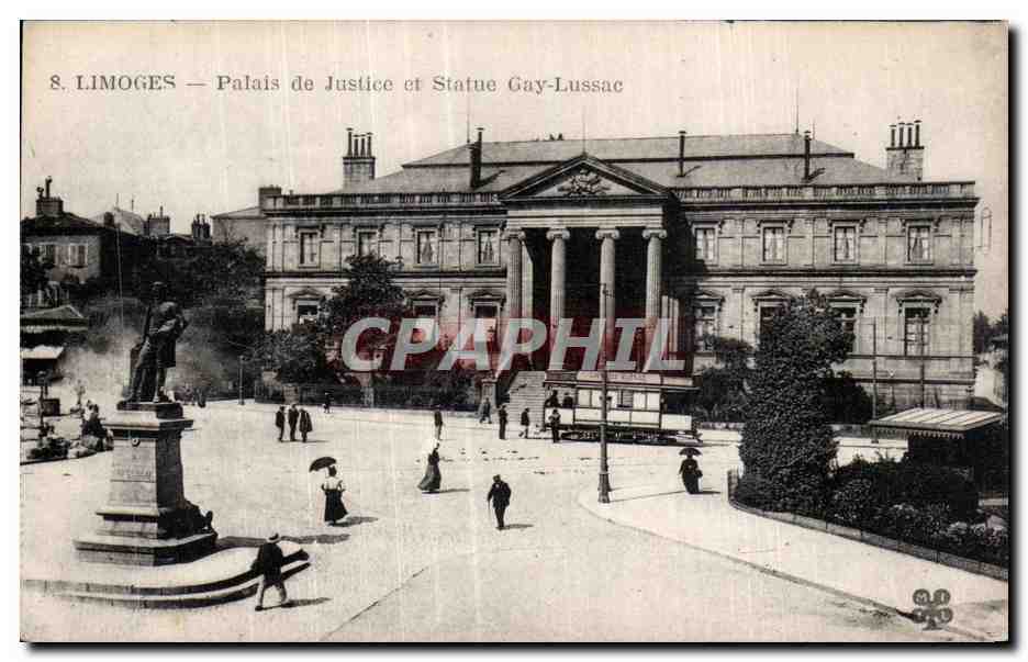 CPA Limoges Palais de Justice et Statue Gay-Lassac