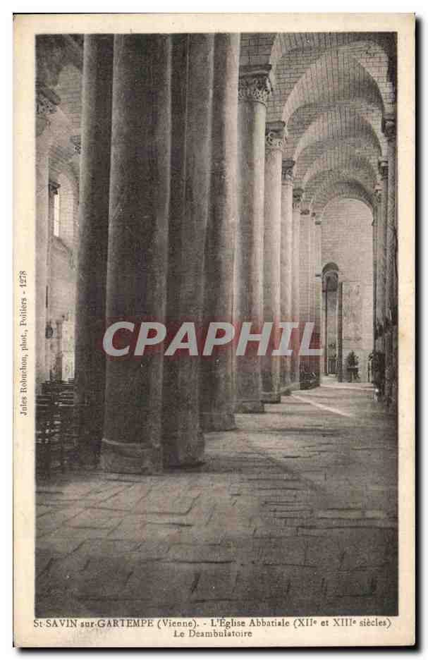 St-SAVIN-sur-GARTEMPE (Vienne) — L'Église Abbatiale (XIe et XIIe siècles) — Le Déambulatoire — Julio Roberchon, phot. - 1278