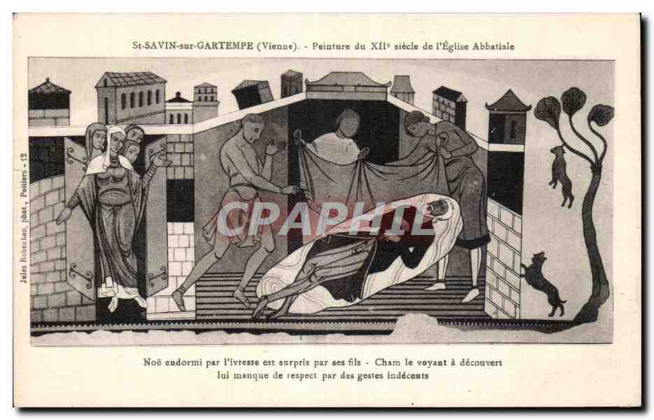 St-SAVIN-sur-GARTEMPE (Vienne) — Peinture du XIIe siècle de l'Église Abbatiale — Jules Robinet, Jakt, Poitiers -19