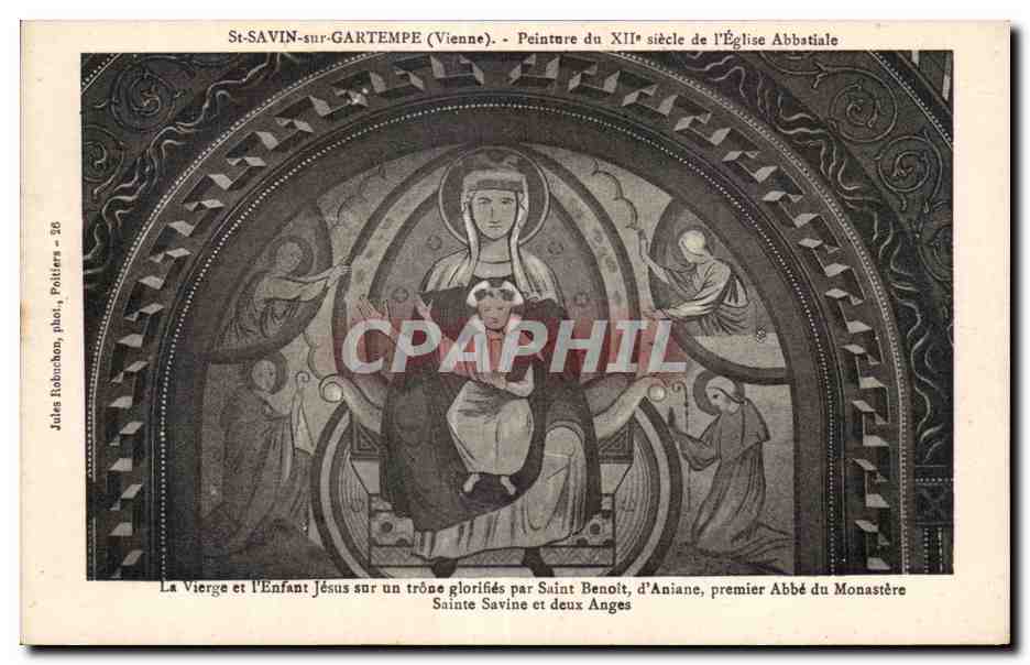 St-SAVIN-SUR-GARTEMPE (Vienne) — Peinture du XIIe siècle de l'Église Abbatielle — Jules Robrachon, pli, Poitiers - 26