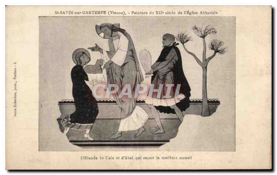 St-SAVIN-sur-GARTEMPE (Vienne) — Peinture du XIIe siècle de l'Église Abbatiale — Joura Échardion, poète, Peintures - 5