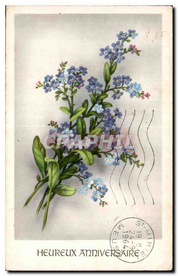 CPA Fantaisie Fleurs Heureux Anniversaire