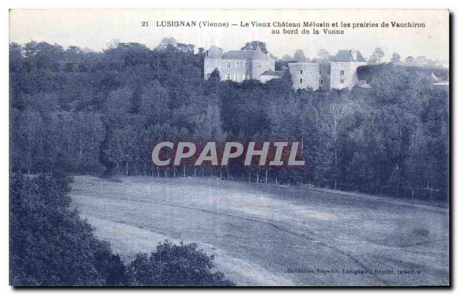 CPA Lusignan (Vienne) Le Vieux Chateau Melusin et les prairies de Vauchiron au bord de la Vonne