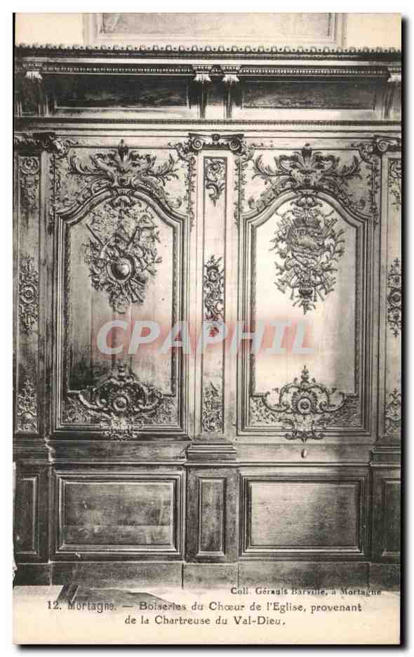 Boiseries du Chœur de l'Église, provenant de la Chartreuse du Val-Dieu — Mortagne — Coll. Gérauld Barville, à Mortagne