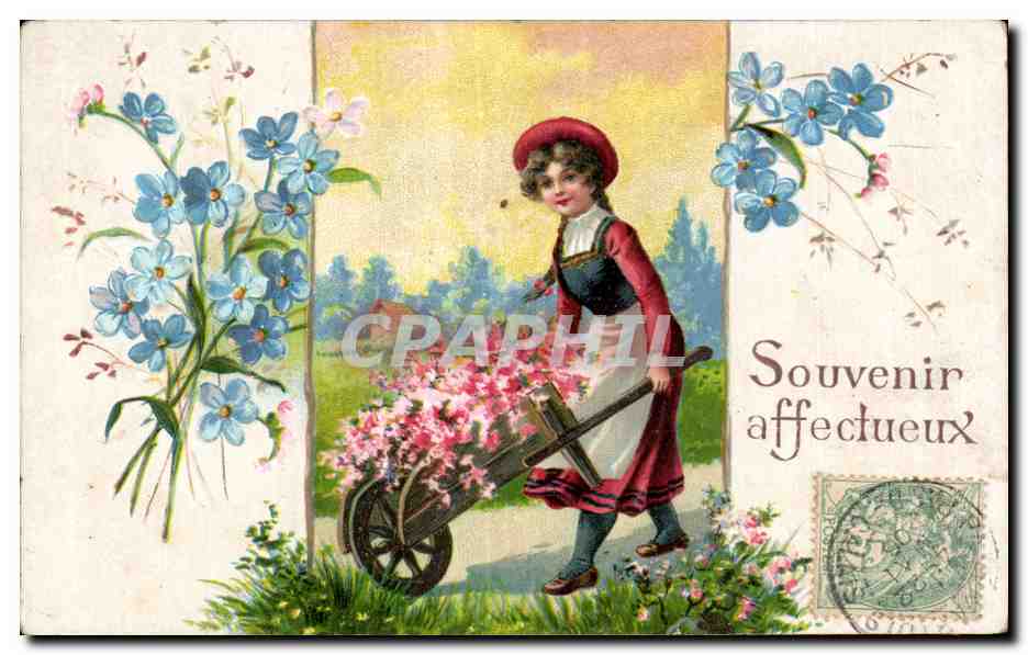 CPA Fantaisie Fleurs Souvenir affectueux