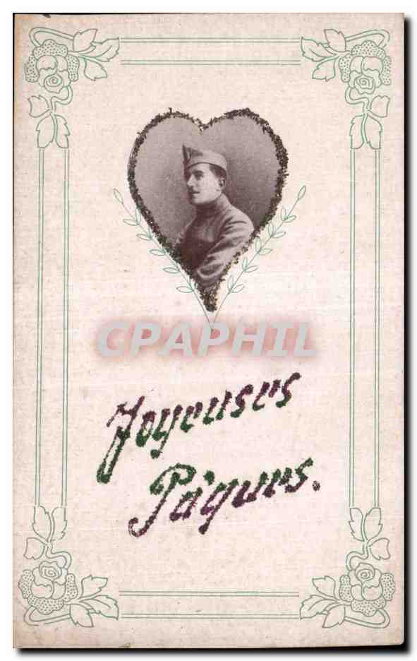 CPA Fantaisie Militaria Joyeuses Paques Easter 