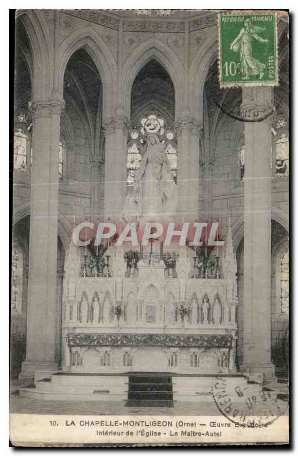 CPA LA CHAPELLE-MONTLIGEON Oeuvre expiatoire Interieur de l eglise Le maitre autel