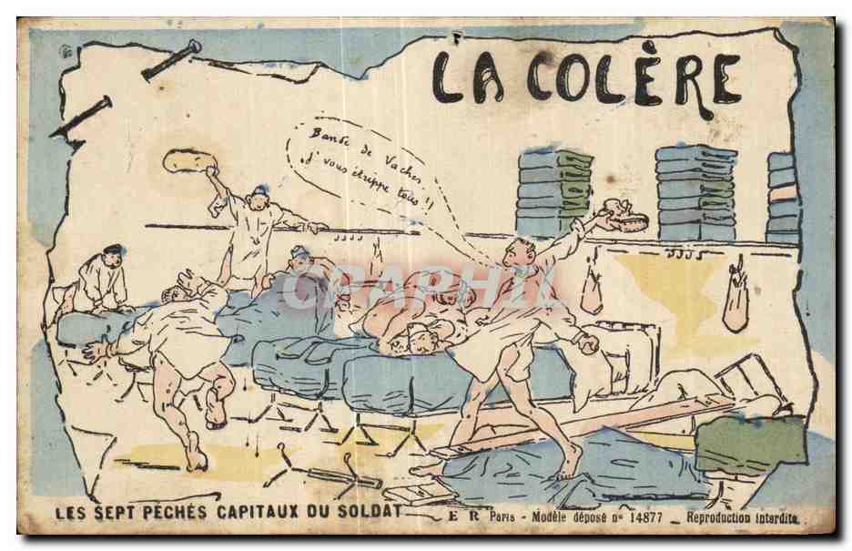 La Colère — Les Sept Péchés Capitaux du Soldat — E.R. Paris, Modèle déposé n° 14877