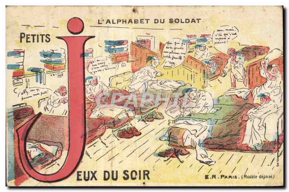 L'ALFABETO DEL SOLDADO — Letra J — Edición E.R. París (Modelo depositado)