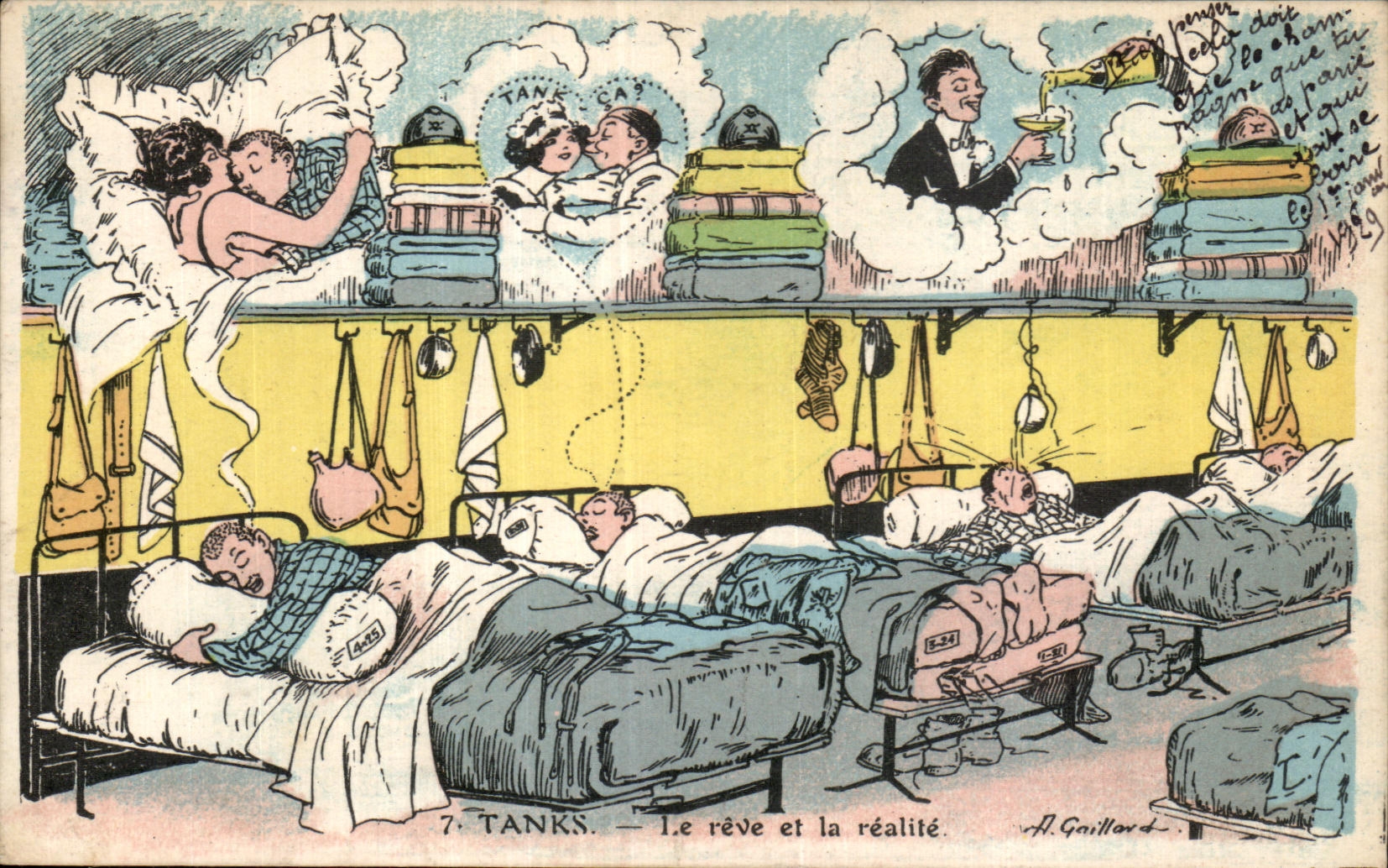 Soldados en campo de descanso — El sueño y la realidad — A. Gaillard, n°7 TANKS