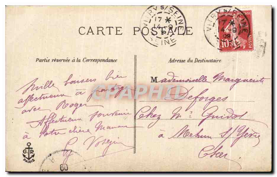 CPA Fantaisie Hirondelles Fleurs — Rückseite
