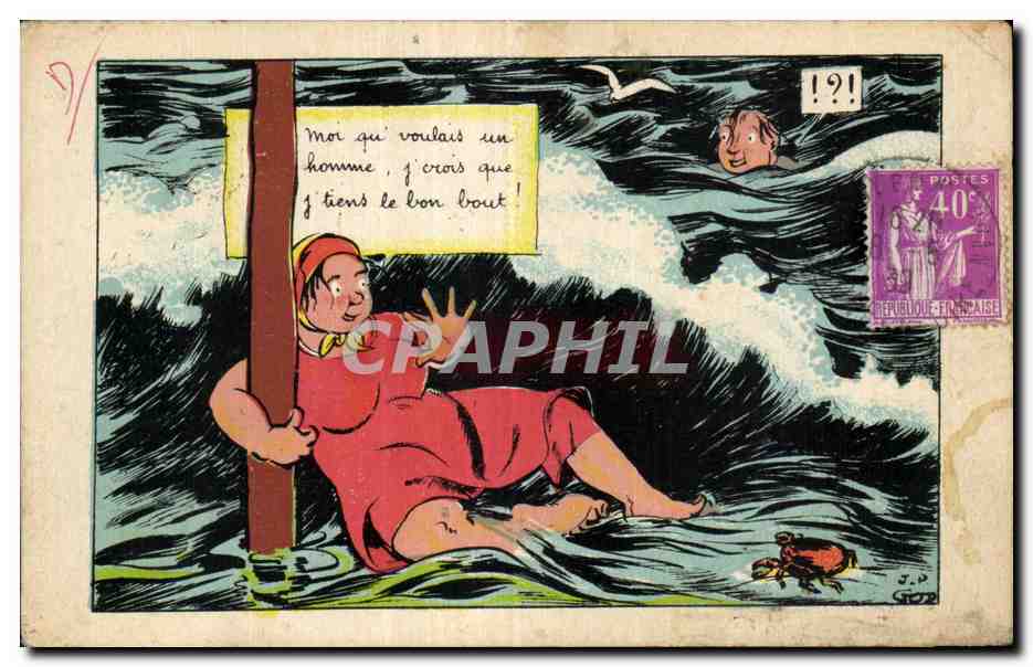Femme en mer — scène humoristique — SAPPI Paris