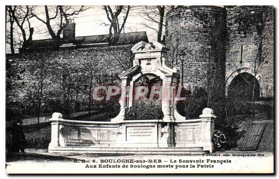 Boulogne-sur-Mer — El Recuerdo Francés — A los Niños de Boulogne Muertos por la Patria — ed. Avenard