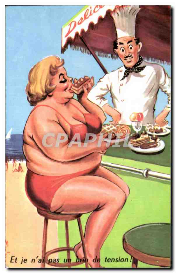 Femme en maillot rouge dégustant un dessert — chef souriant — éditeur Delice