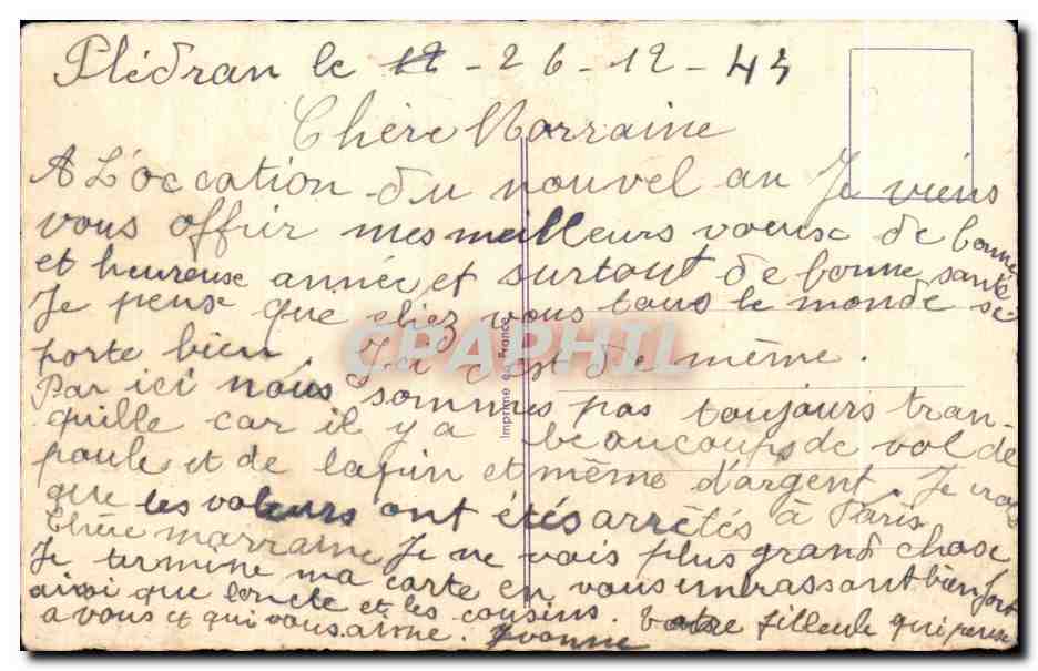 CPA Fantaisie Fleurs Bonne annee — Verso