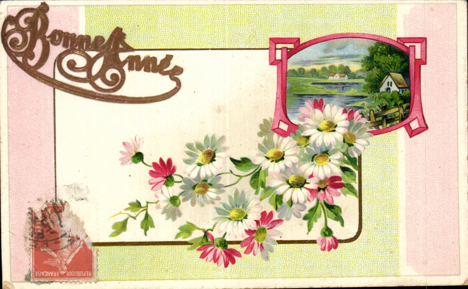 CPA Fantaisie Fleurs Bonne annee