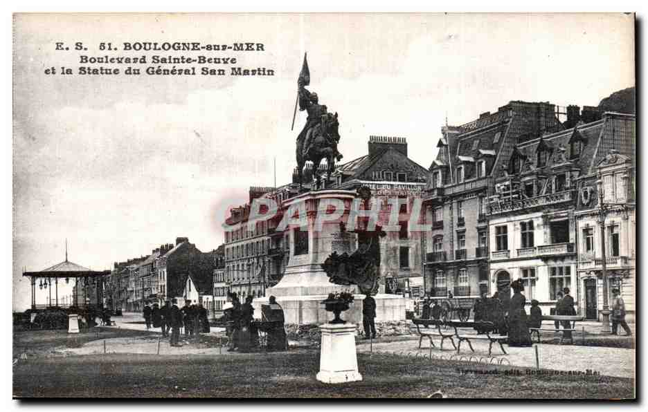 Boulevard Sainte-Beuve et la Statue du Général San Martin — Boulogne-sur-Mer