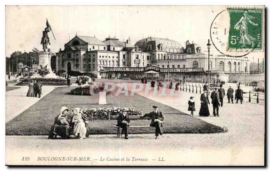 Tarjeta postal antigua BOULOGNE-SUR-MER - El Casino La Terrasse - LL