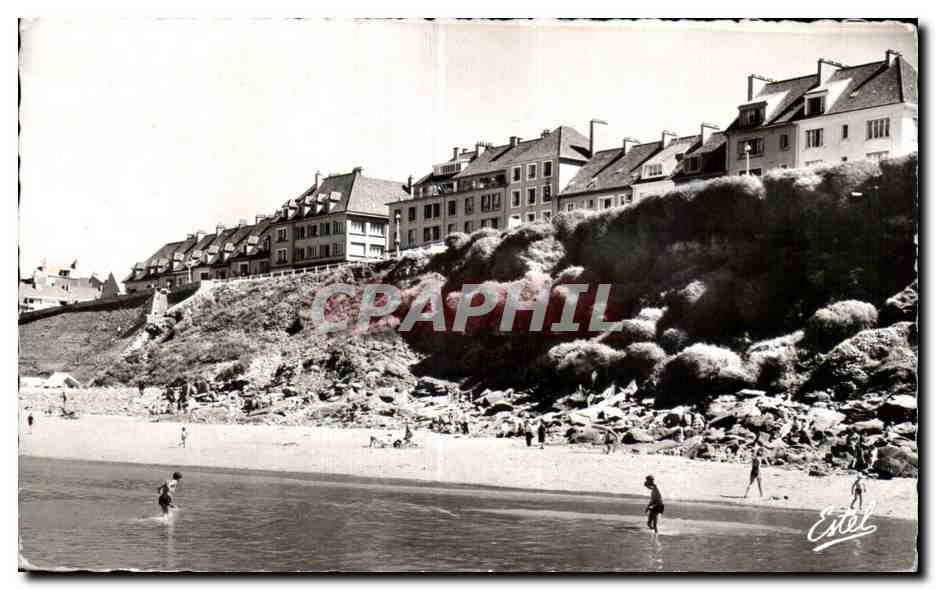 Plage de Sainte-Adresse — vue des maisons sur falaise — Éditeur Escol