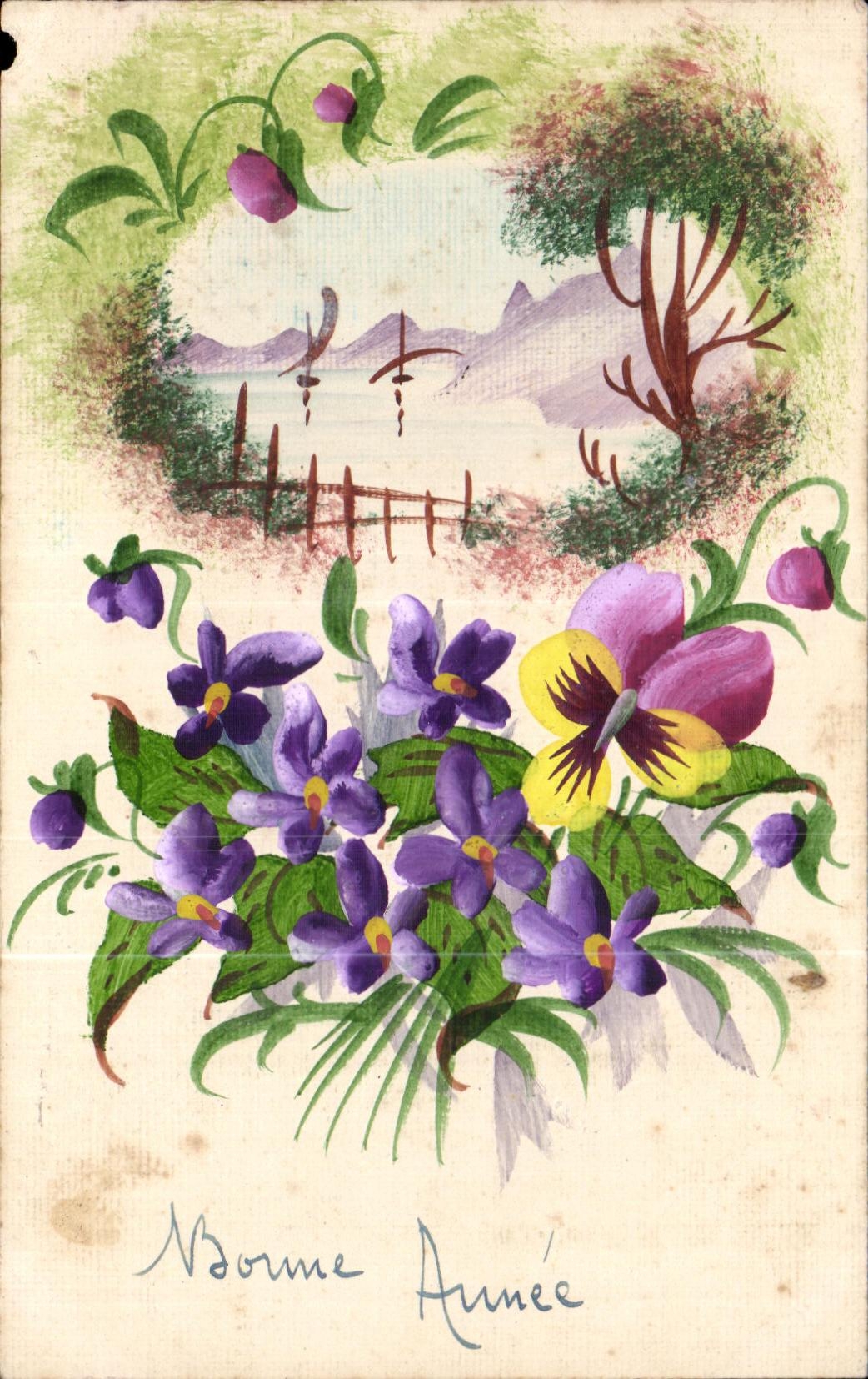 CPA Fantaisie Fleurs Bonne annee