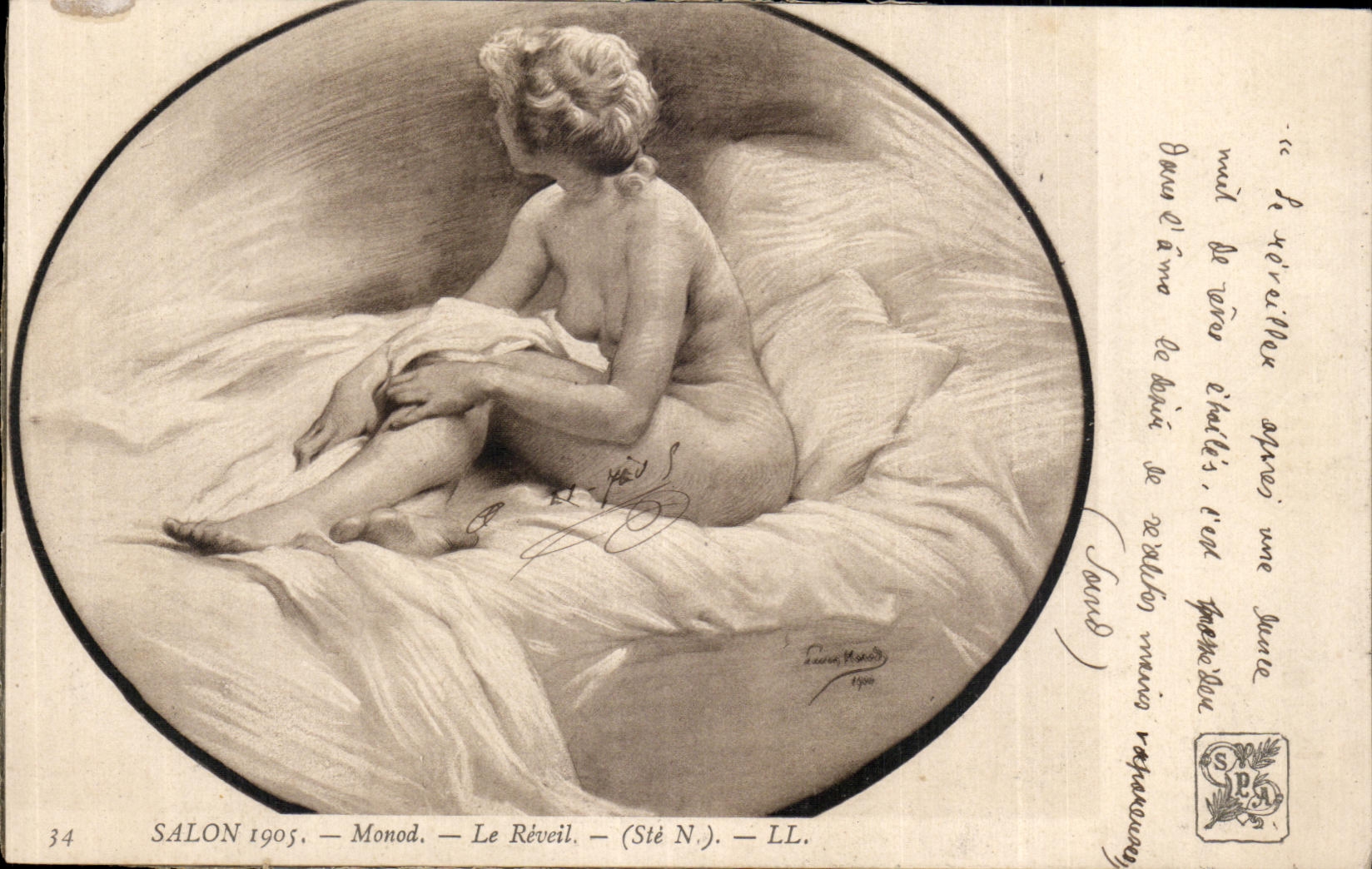 CPA Nu erotique Femme Salon 1905 Monod Le Reveil