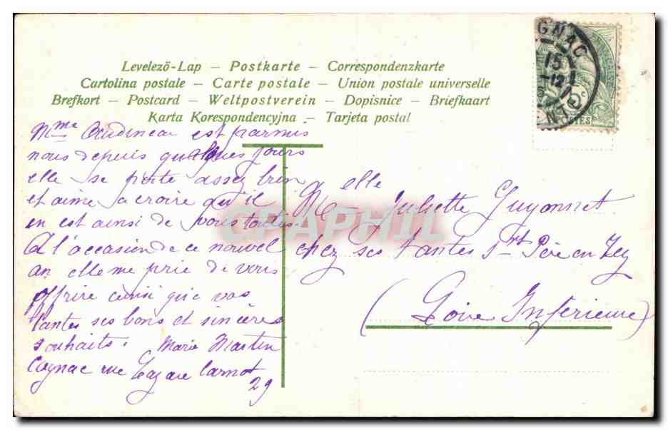 Pigeons et fleurs — Bonne année — éditeur non visible — Rückseite