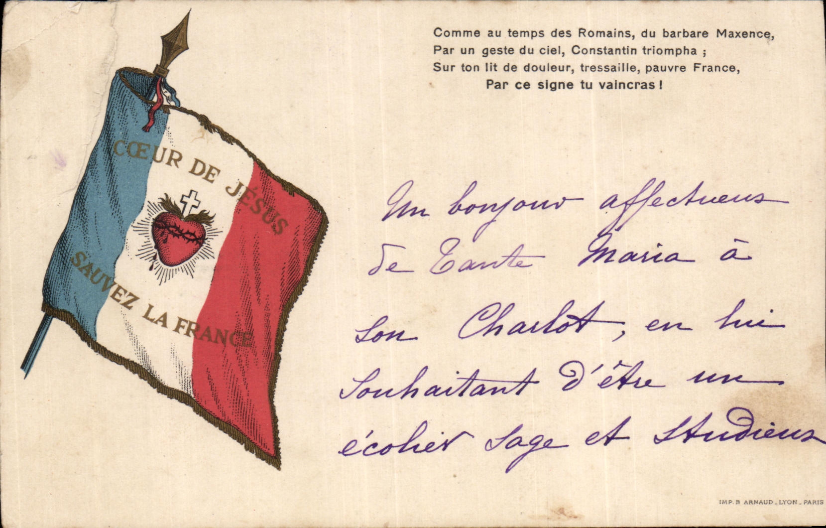 CPA Coeur de Jesus Sauvez la France