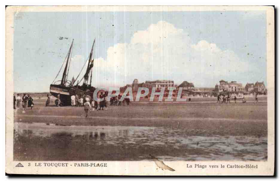 Le Touquet - Paris-Plage — La Plage vers le Carlton-Hôtel — CPAPHIL n°3