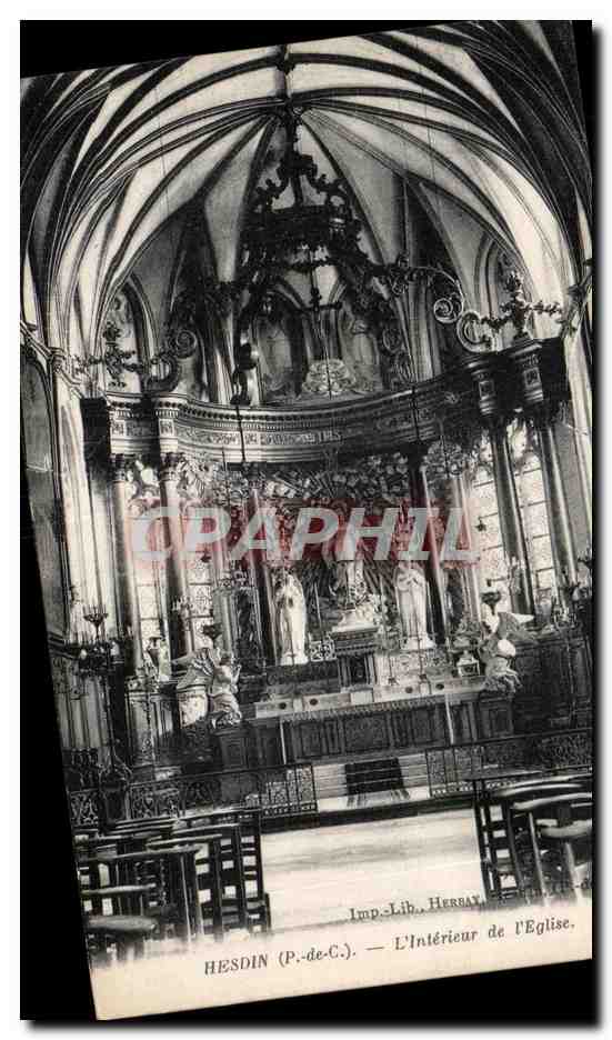 CPA Hesdin L Interieur De I Eglise