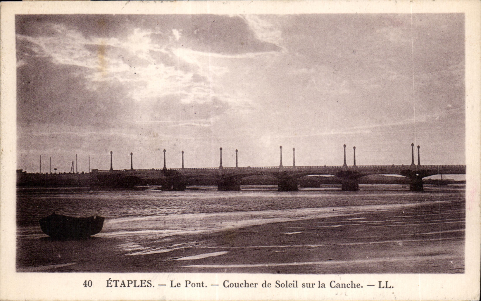 CPA Etaples Le Pont Coucher de Soleil sur la Canche