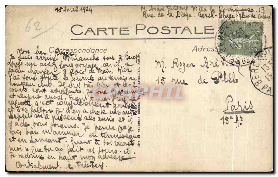 CPA Berck Plage Le Grand Casino — Rückseite