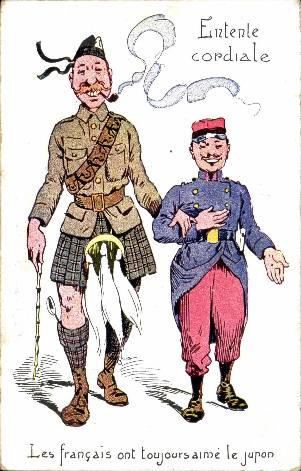 Soldats français et japonais — Entente cordiale — éditeur non visible