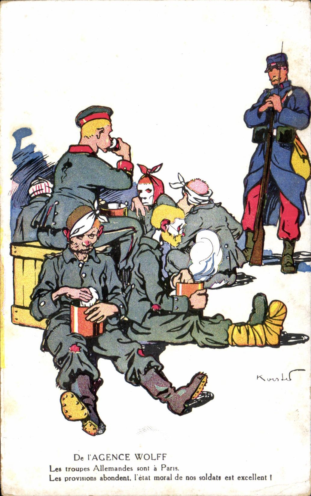 Troupes Allemandes à Paris — caricature satirique — Agence Wolff