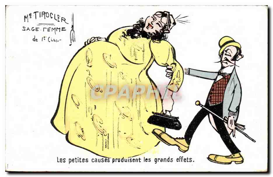 Mme Tirocler, sage-femme — caricature humoristique — éditeur non visible