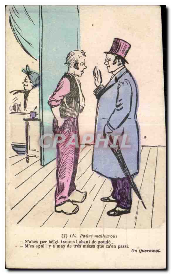 CPA Paire malhurous N abes per beigt txouns i abant poude M es egal I y a may de tres mezes m en passi Humour Docteur 