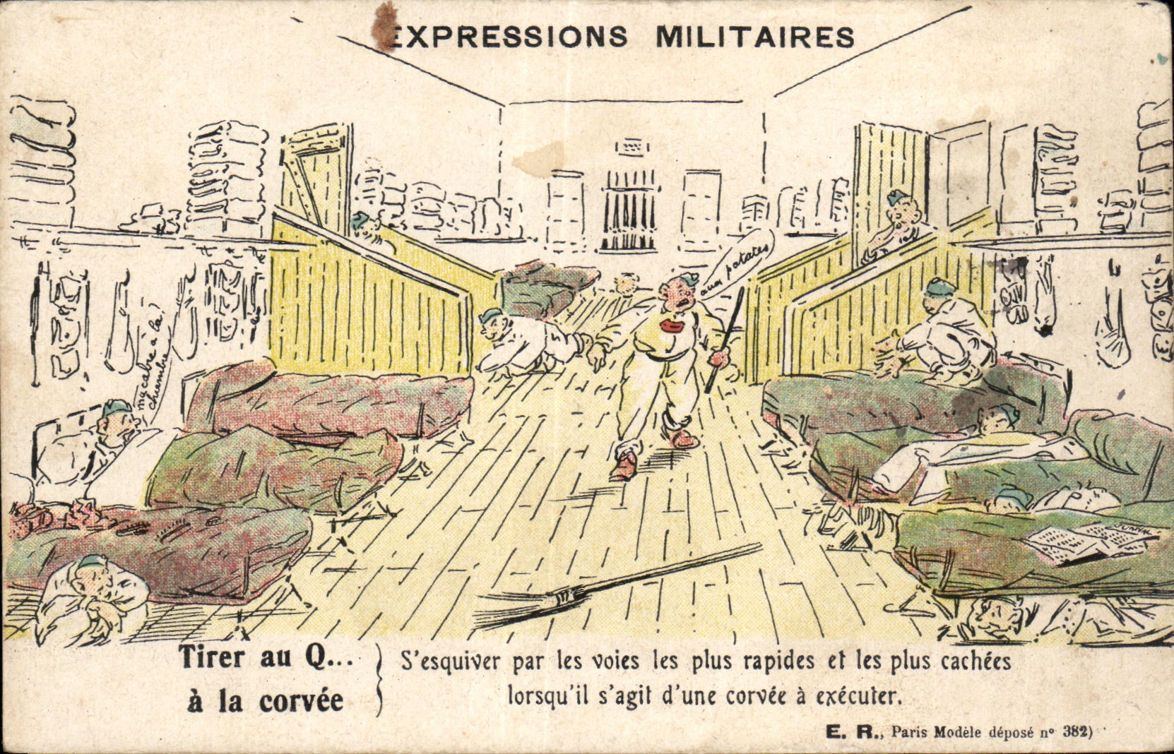CPA Tirer au Q a la corvee Expressions Militaires Militaria
