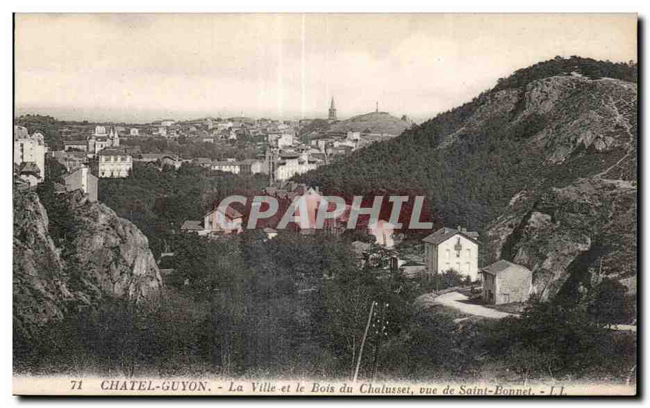 CPA CHATEL-GUYON - La Ville et le Bois du Chalusset vue de Saint-Bonnel - LL