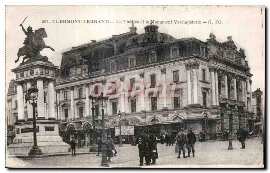 CPA CLERMONT-FERRAND - Le Theatre et le Monument Vercingetorix - G d O 
