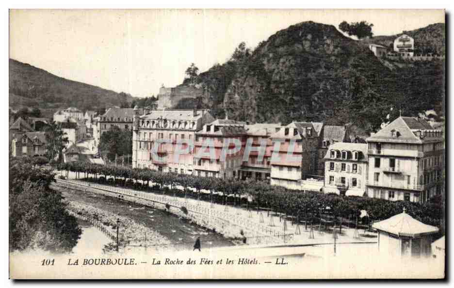 CPA LA BOURBOULE - La Roche des Fees et les Hotels - LL 